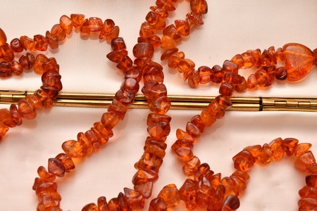 Beads of amber resin curing magical and coniferous treesの写真素材