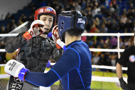 Orenburg, Russia - February 18, 2017 year: The fighters compete in mixed martial arts in the Championship of the Orenburg region on mixed martial artsのeditorial素材