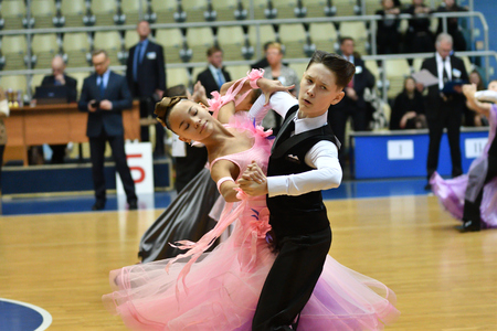 Orenburg, Russia - 12 November 2016: Girl and boy dancing on Orenburg competitions in sport dancingのeditorial素材