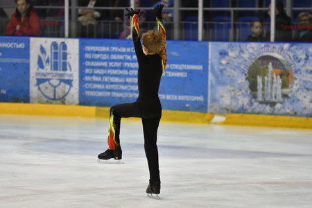 Orenburg, Russia - March 25, 2017 year: Boy compete in figure skating "Orenburg expanses"のeditorial素材