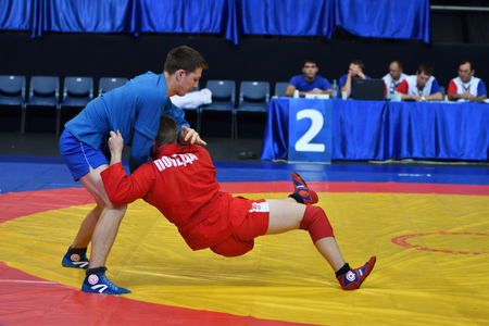 Orenburg, Russia - 29 October 2016: Boys competitions Sambo in the Championship of Russia in Sambo among boys and girls born 2000-2001 biennium of birthのeditorial素材