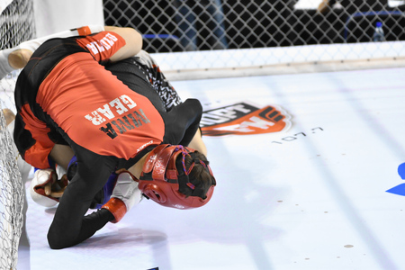Orenburg, Russia - February 18, 2017 year: The fighters compete in mixed martial arts in the Championship of the Orenburg region on mixed martial artsのeditorial素材