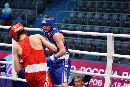 Orenburg, Russia - May 7, 2017 year: Boys boxers compete in the Championship of Russia in boxing among Juniors, born 1999-2000のeditorial素材