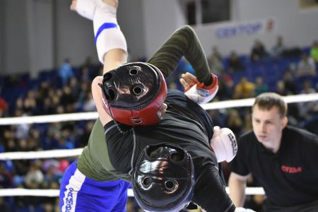 Orenburg, Russia - February 18, 2017 year: The fighters compete in mixed martial arts in the Championship of the Orenburg region on mixed martial artsのeditorial素材