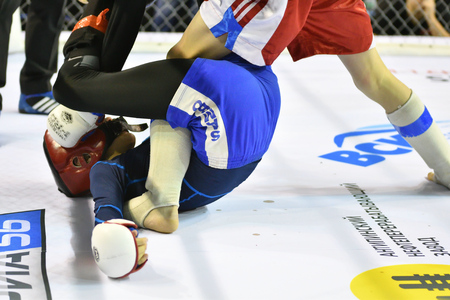 Orenburg, Russia - February 18, 2017 year: The fighters compete in mixed martial arts in the Championship of the Orenburg region on mixed martial artsのeditorial素材