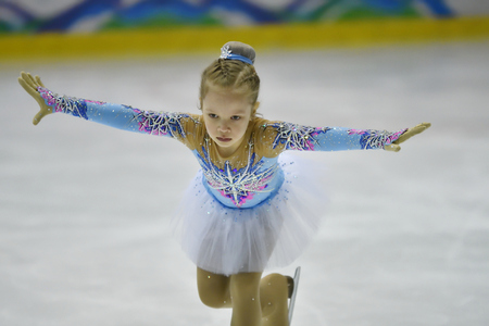 Orenburg, Russia - March 31, 2018 year: Girls compete in figure skating "Orenburg expanses"のeditorial素材