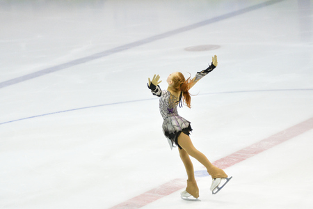 Orenburg, Russia - March 31, 2018 year: Girls compete in figure skating "Orenburg expanses"のeditorial素材