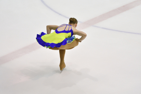 Orenburg, Russia - March 31, 2018 year: Girls compete in figure skating "Orenburg expanses"のeditorial素材