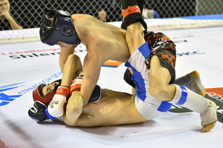 Orenburg, Russia - February 18, 2017 year: The fighters compete in mixed martial arts in the Championship of the Orenburg region on mixed martial artsのeditorial素材