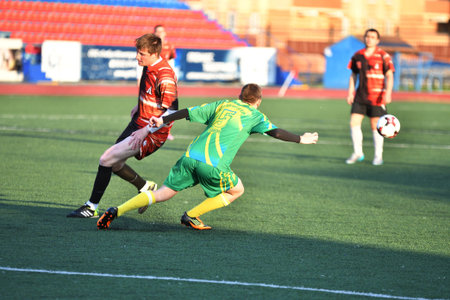 Orenburg, Russia – 8 June 2017 year: Boys play football at the Open Championship Cup amongst the...
