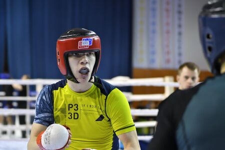 Orenburg, Russia - February 18, 2017 year: The fighters compete in mixed martial arts (MMA) in the Championship of the Orenburg region on mixed martial artsのeditorial素材