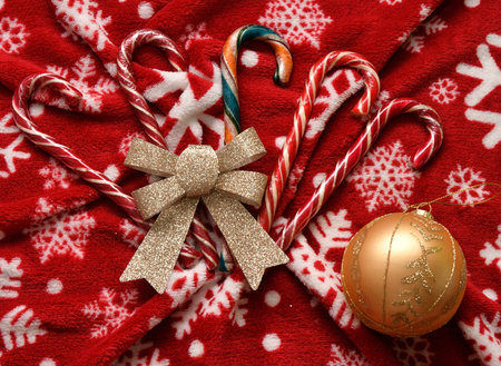 Christmas decorations and Christmas caramel or Christmas candy