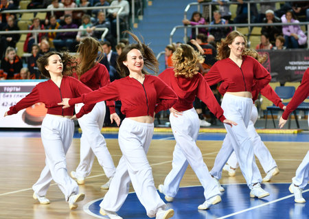 Orenburg, Russia - November 24, 2019: Girls play basketball in the Russian championship match...