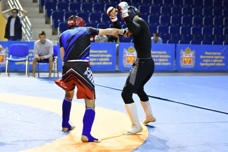 Orenburg, Russia - October 5, 2019: Men compete in Pankration wrestling at the Open Championship and the Championship of the Orenburg region in wrestling Pankration among men and juniorsのeditorial素材