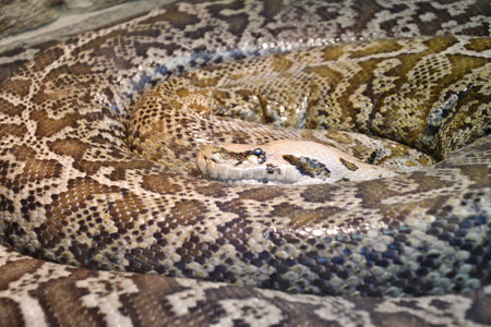 Tiger python (Latin Python molurus) is a large non-venomous snake from the genus of real pythons in...