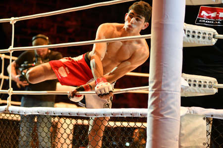 Orenburg, Russia - June 15, 2018: Boys compete International Professional Tournament by Mixed martial arts (MMA)のeditorial素材