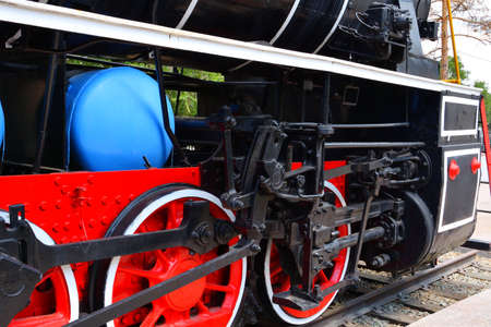 Russia, Orenburg, City Park: Elements of a vintage steam locomotiveのeditorial素材