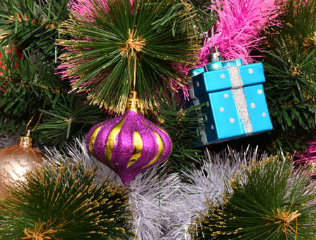 Colorful balls to decorate the Christmas tree for New Year and Christmasの写真素材