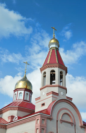Russian Ancient Orthodox Church (RDC), in honor of the holy miracle workers and silverless Kozma and Damian, Orenburg, Russiaの写真素材