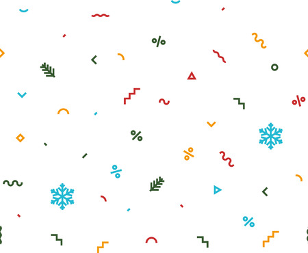 Seamless memphis winter sale pattern. January, february discount decoration. Isolated on white background line artのイラスト素材