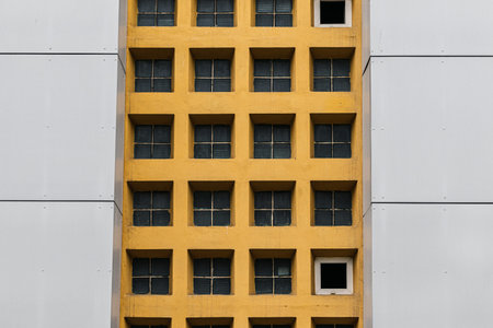 Facade of social housing in a residential area of â€‹â€‹the city. Close-up.