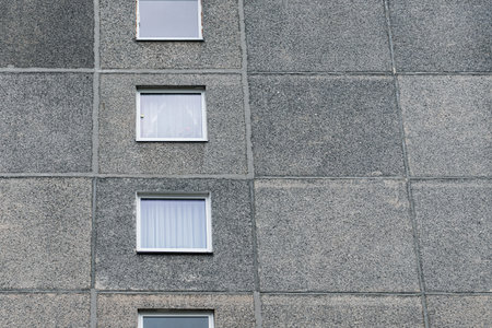 Facade of social housing in a residential area of â€‹â€‹the city. Close-up.