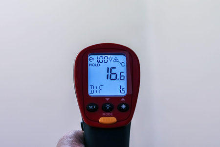 Laser device for measuring temperature. Close-up.の写真素材