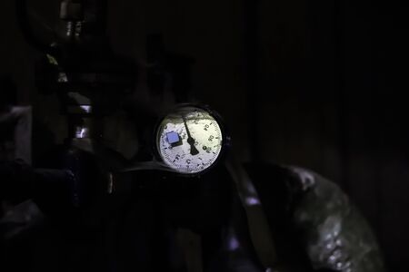 Industry. Old hydraulic measuring device. Close-up.の写真素材