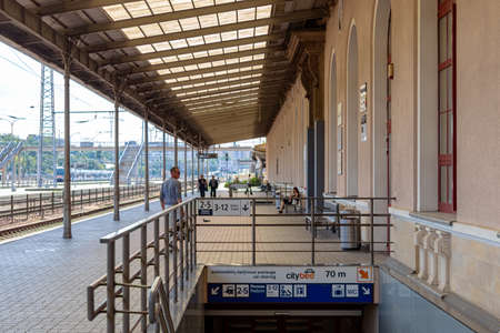 06-13-2020. Vilnius, Lithuania. Railway station of a small town. Exit to the platform.のeditorial素材