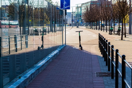 Vilnius, Lithuania. Empty city street during the outbreak of COVID -19.の写真素材