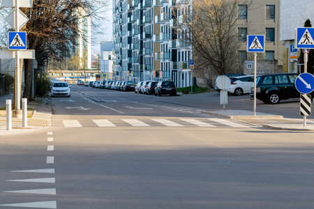 04-19-2020. Vilnius, Lithuania. Empty city street during the outbreak of COVID -19.のeditorial素材