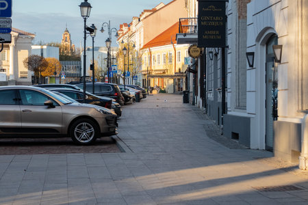 04-19-2020. Vilnius, Lithuania. Empty city street during the outbreak of COVID -19.