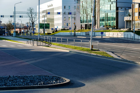 04-19-2020. Vilnius, Lithuania. Empty city street during the outbreak of COVID -19.