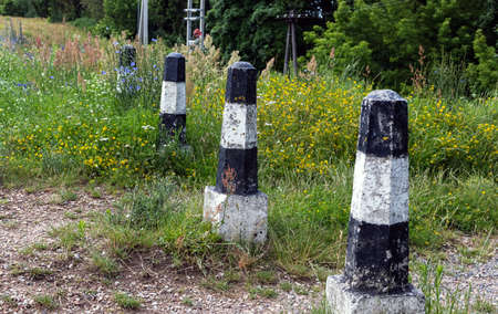 Concrete columns on the side of the road.の写真素材