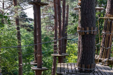 Part of an obstacle course in the forest. Extreme sport.の写真素材