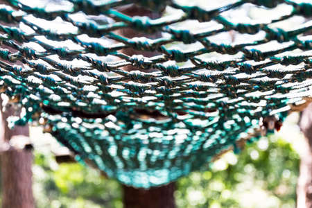 Nylon mesh. Obstacle course element. Close-up.の写真素材