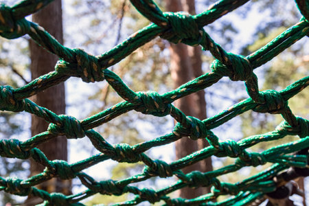 Nylon mesh. Obstacle course element. Close-up.の写真素材