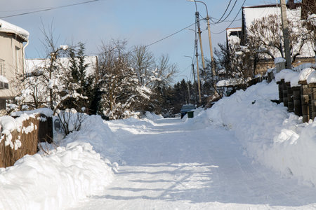 snow road. Frosty, winter day.の写真素材