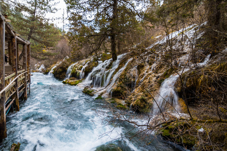 Stream of water on the rocks.の写真素材