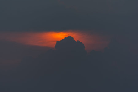 Beautiful black sky in sunny sunset in Singapore