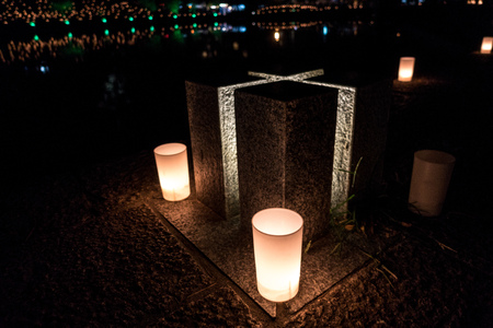 Stone pagoda. Tower, weather at night near the glow of lights in the city of Kyotoの写真素材