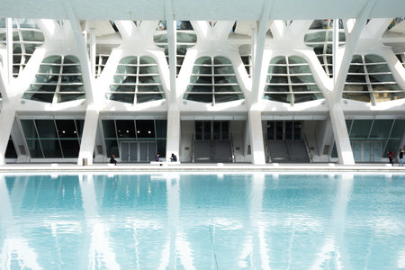 White futuristic building. Museum,Valencia,Spain.Ciudad de las artes y las ciencias