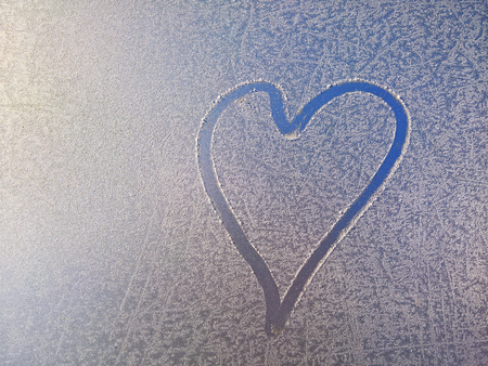 drawing heart on ice textureの写真素材