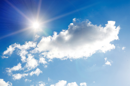 sky with clouds and sun raysの写真素材