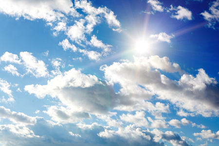 sky with clouds and sun raysの写真素材