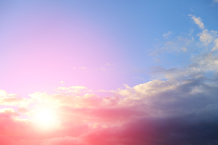 sky with clouds and sun raysの写真素材