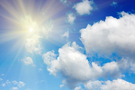 sky with clouds and sun raysの写真素材