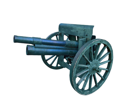 green artillery gun isolated on white backgroundの写真素材