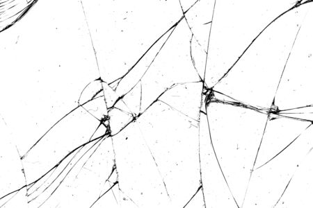 broken glass. black cracks on a white backgroundの写真素材