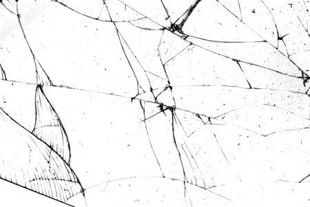 broken glass. black cracks on a white backgroundの写真素材